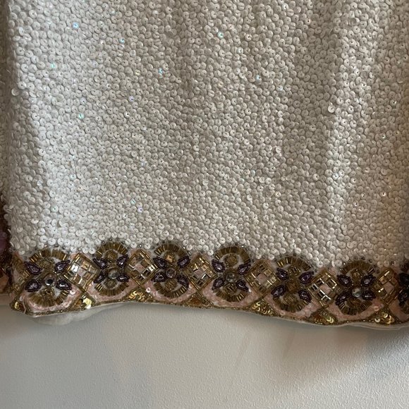 Calypso St. Barth Sequin Linen Mini Dress Size M White Pink Boho Resortwear - Picture 8 of 9